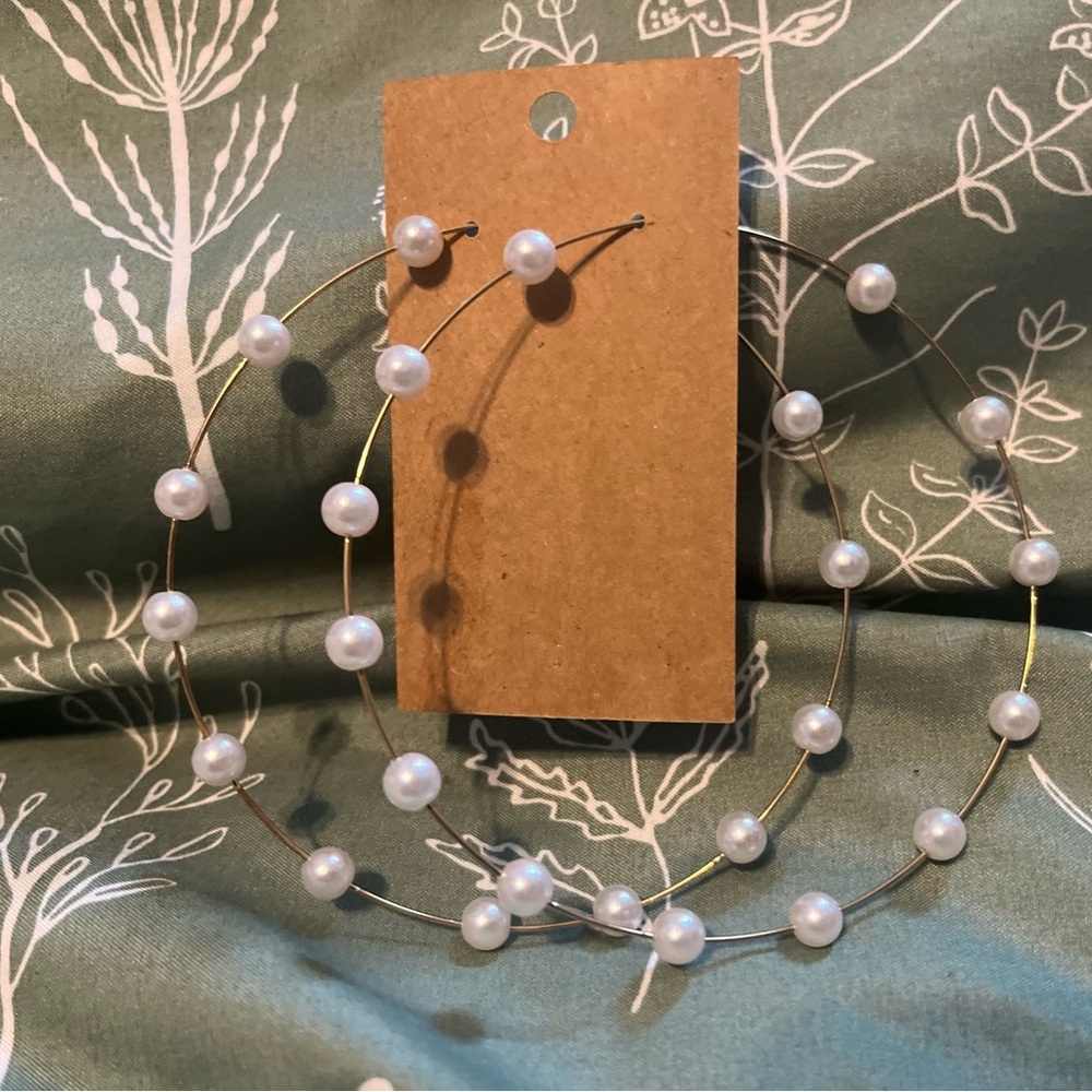 New! Pearl Hoop Earrings